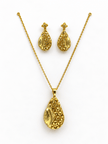 Bhavmayi Floral Filigree Teardrop Pendant Necklace & Earrings Set - bhavmayi