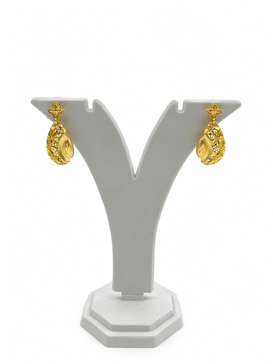 Bhavmayi Floral Filigree Teardrop Pendant Necklace & Earrings Set - bhavmayi