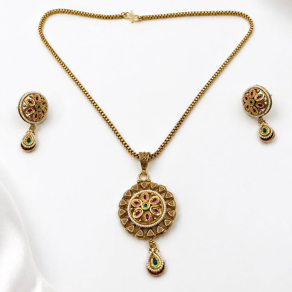 Bhavmayi Floral Heritage Pendant Set - bhavmayi