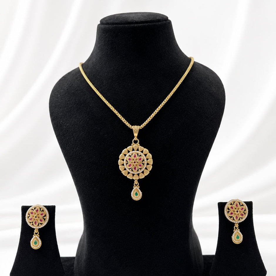 Bhavmayi Floral Heritage Pendant Set - bhavmayi