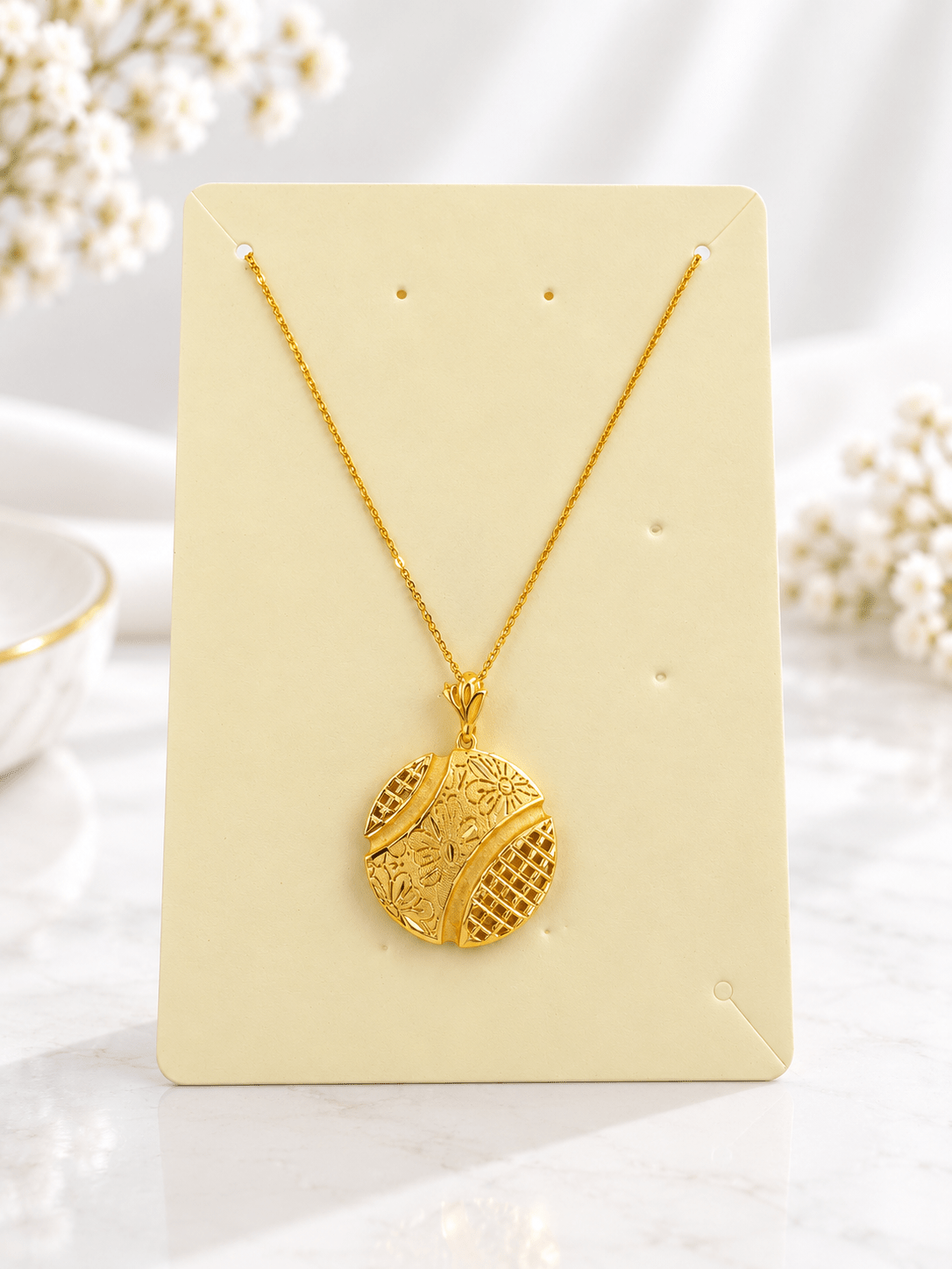 Bhavmayi Floral Lattice Gold-Tone Pendant Necklace & Earrings Set - bhavmayi