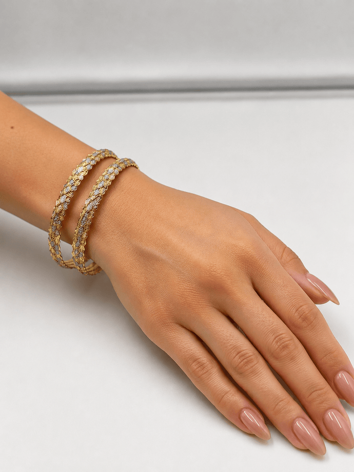 Bhavmayi Floral Luxe Dual-Tone Bangles - bhavmayi