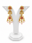 Bhavmayi Floral Ruby Pearl Drop Necklace Set - bhavmayi