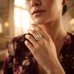 Bhavmayi Flower Mandala Statement Polki-Diamond-Gold Finish Ring - bhavmayi