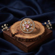 Bhavmayi Flower Mandala Statement Polki-Diamond-Gold Finish Ring - bhavmayi