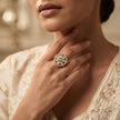 Bhavmayi Flower Mandala Statement Polki-Diamond-Gold Finish Ring - bhavmayi