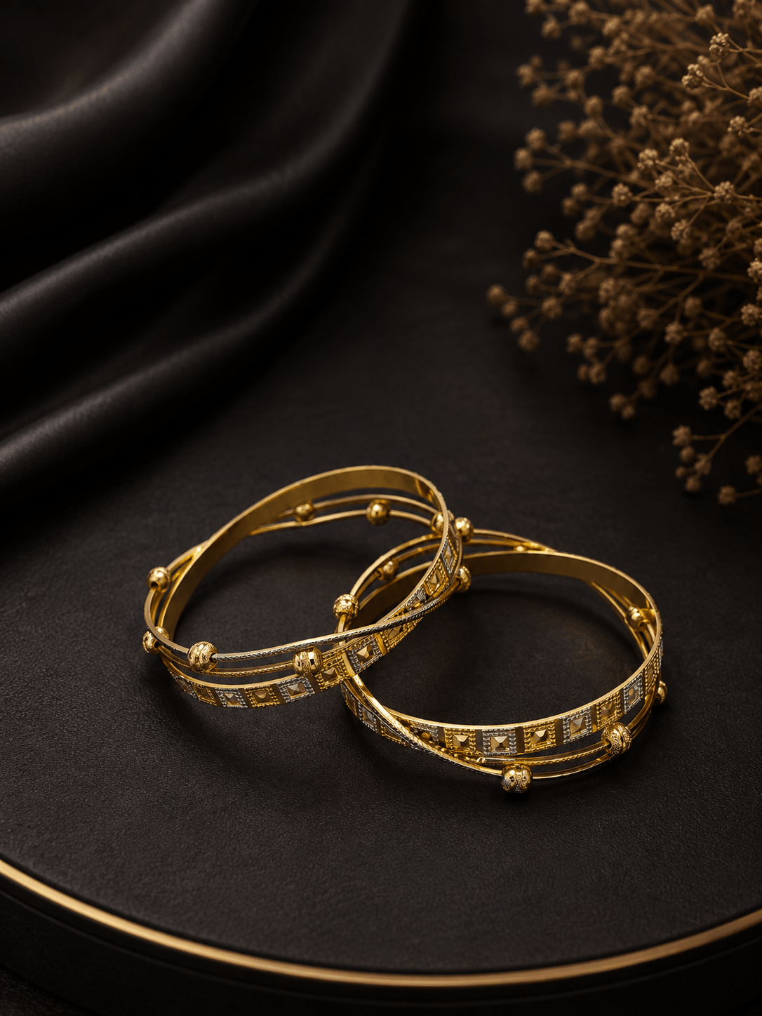 Bhavmayi Geometric Elegance Dual-Tone Bangles - bhavmayi