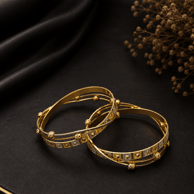 Bhavmayi Geometric Elegance Dual-Tone Bangles - bhavmayi