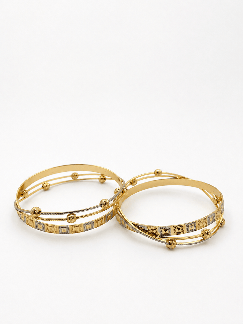 Bhavmayi Geometric Elegance Dual-Tone Bangles - bhavmayi