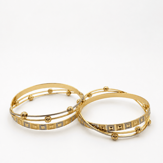 Bhavmayi Geometric Elegance Dual-Tone Bangles - bhavmayi