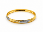Bhavmayi gold and silver-tone textured women's kada with diagonal geometric detailing - bhavmayi