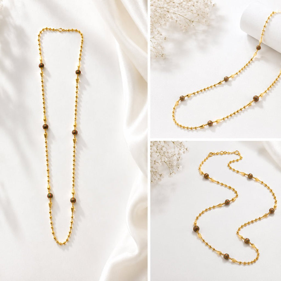 Bhavmayi Gold Beaded Multicolor Charm Necklace - bhavmayi