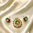 Bhavmayi Gold-Plated Blue Floral Pendant & Stud Earrings Set - bhavmayi