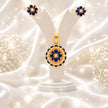 Bhavmayi Gold-Plated Blue Floral Pendant & Stud Earrings Set - bhavmayi