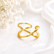 Bhavmayi Gold-Plated Crystal Cross Band Ring - bhavmayi