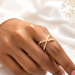 Bhavmayi Gold-Plated Crystal Cross Band Ring - bhavmayi