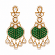 Bhavmayi Gold Plated Emerald Green Pave Shield Chandelier Earrings with Halo-Set Teardrop Dangles - bhavmayi