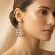 Bhavmayi Gold Plated Mint Green Quartz & Clear Crystal Kundan Medallion Chandelier Earrings - bhavmayi