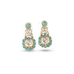 Bhavmayi Gold Plated Mint Green Quartz & Clear Crystal Kundan Medallion Chandelier Earrings - bhavmayi