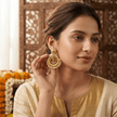 Bhavmayi Gold-Plated Multicolor Kundan Pearl Jhumka Earrings - bhavmayi