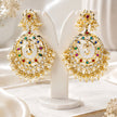 Bhavmayi Gold-Plated Multicolor Kundan Pearl Jhumka Earrings - bhavmayi