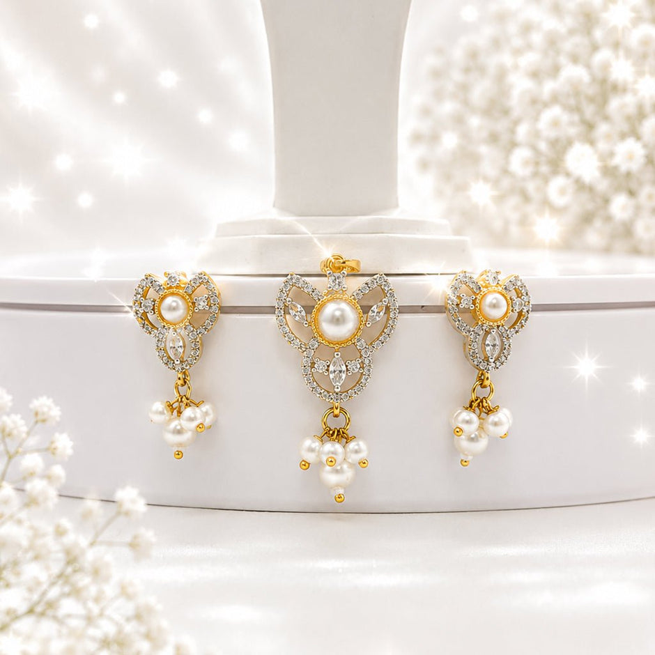 Bhavmayi Gold-Plated Pearl Pendant & Earrings Set - bhavmayi