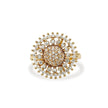 Bhavmayi Gold Plated Round Cubic-Pave Dome Center with Zirconia Sunburst Medallion Ring. - bhavmayi
