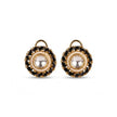 Bhavmayi Gold Plated Round Polki Kundan Stud Earrings with Pearl Halo and Pear Cut Emerald Green Gemstone Wreath - bhavmayi