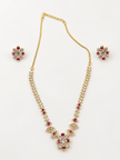 Bhavmayi Gold-Plated Ruby & Crystal Necklace and Earrings Set - bhavmayi