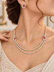 Bhavmayi Gold-Plated Ruby & Crystal Necklace and Earrings Set - bhavmayi