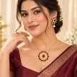 Bhavmayi Gold-Plated Ruby Pearl Necklace & Earrings Set - bhavmayi