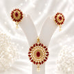 Bhavmayi Gold-Plated Ruby Pearl Necklace & Earrings Set - bhavmayi