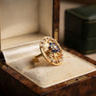 Bhavmayi Gold Plated Traditional Circullar Pearl & Rubi Pink Gemstone Statement Jadau Ring - bhavmayi