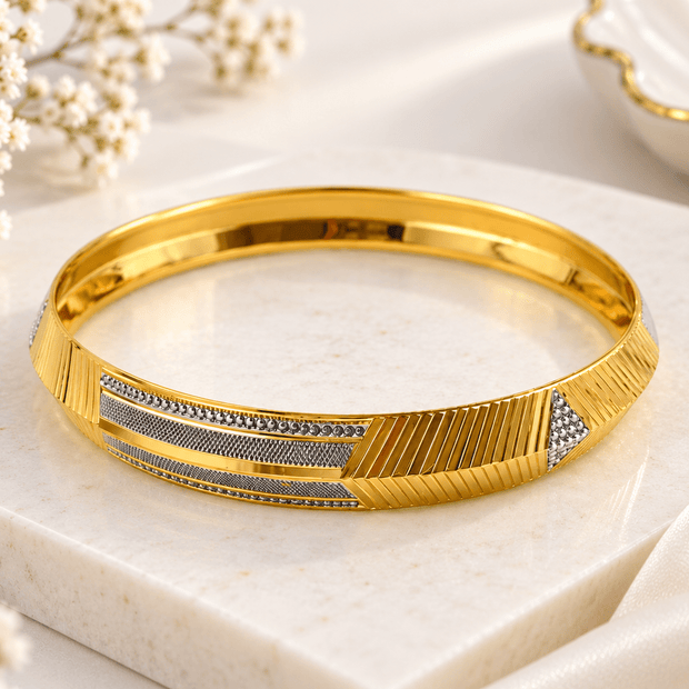 Bhavmayi Gold & Silver Geometric Men's Kada - bhavmayi