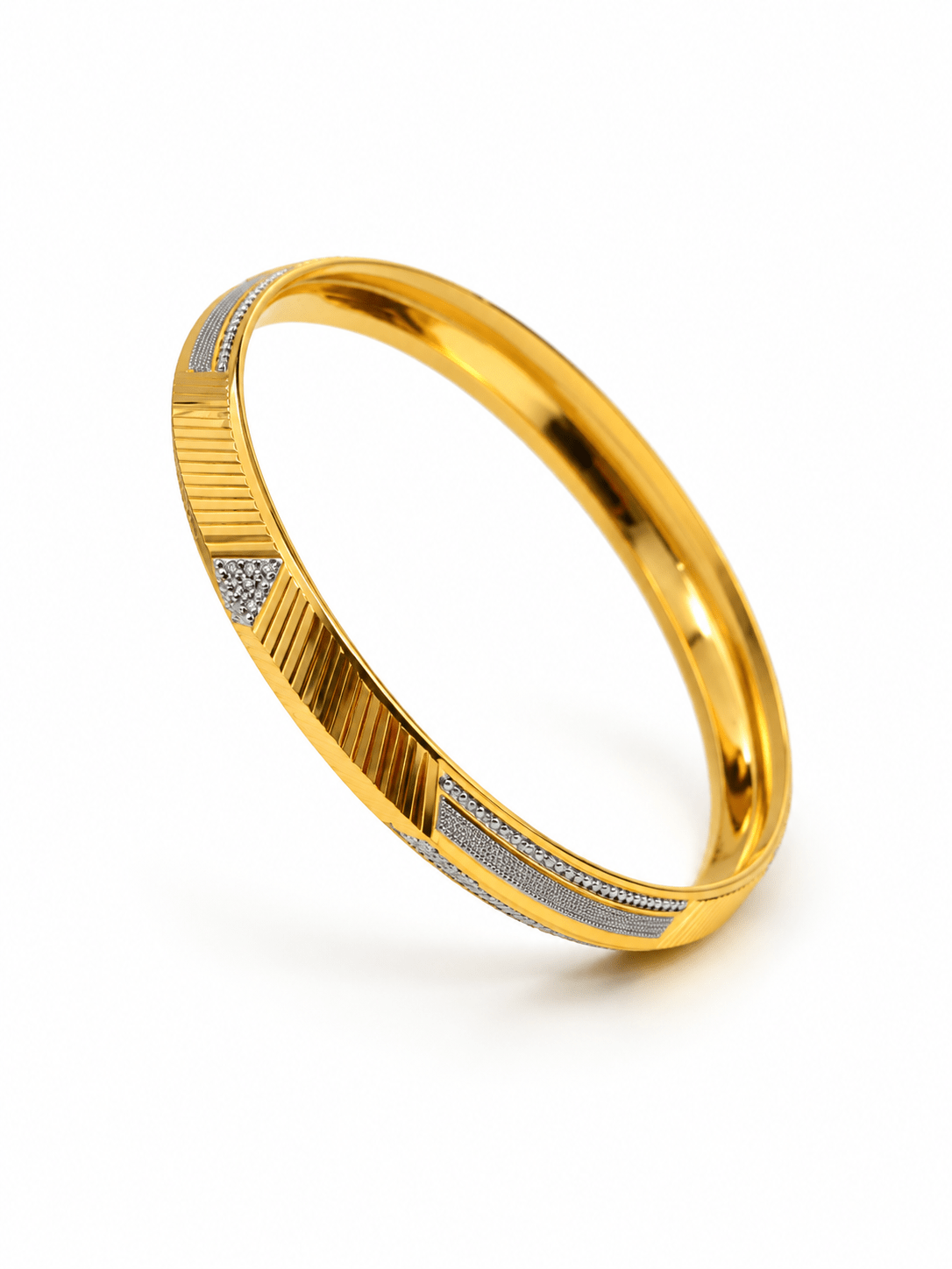 Bhavmayi Gold & Silver Geometric Men's Kada - bhavmayi