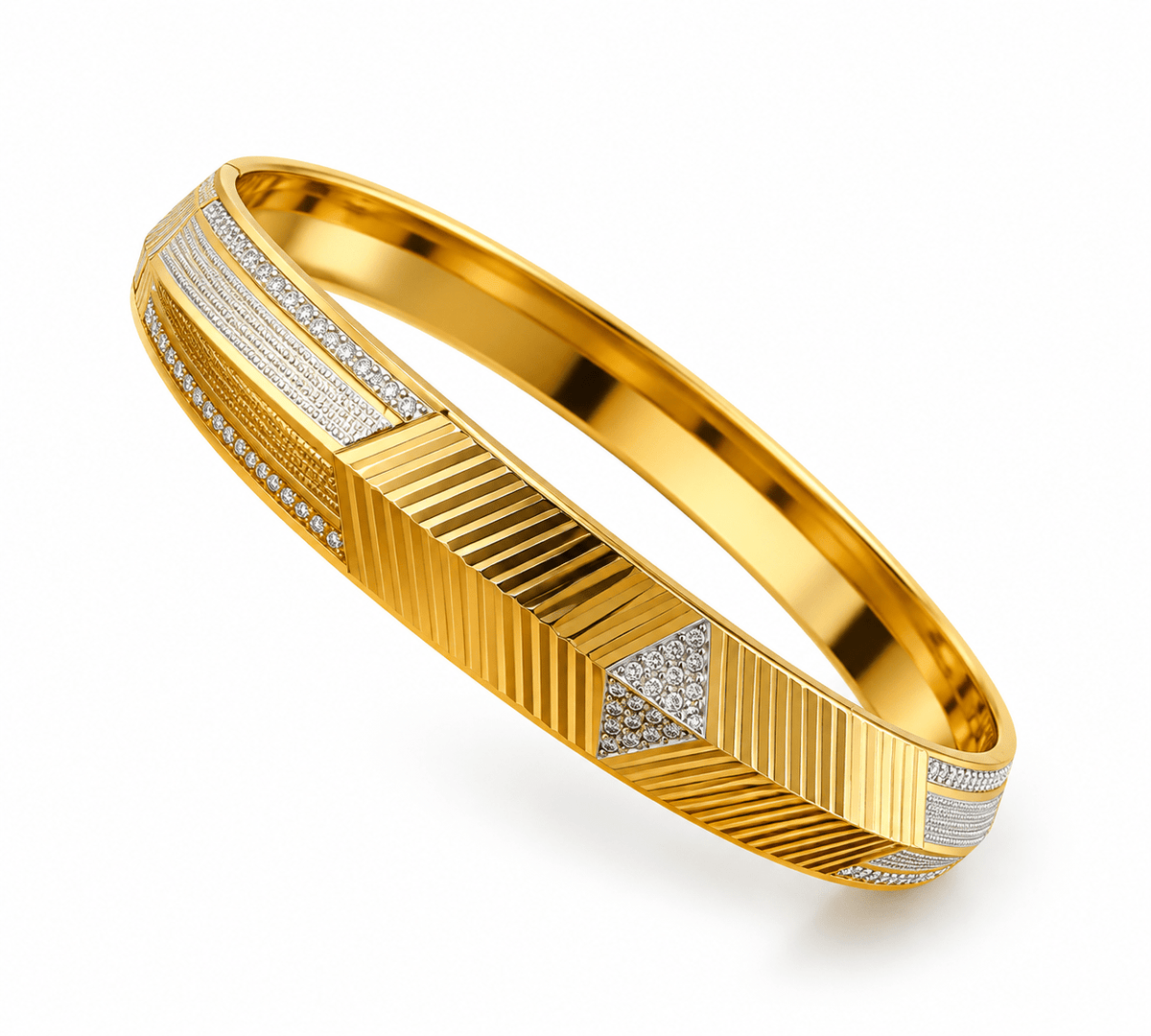 Bhavmayi Gold & Silver Geometric Men's Kada - bhavmayi