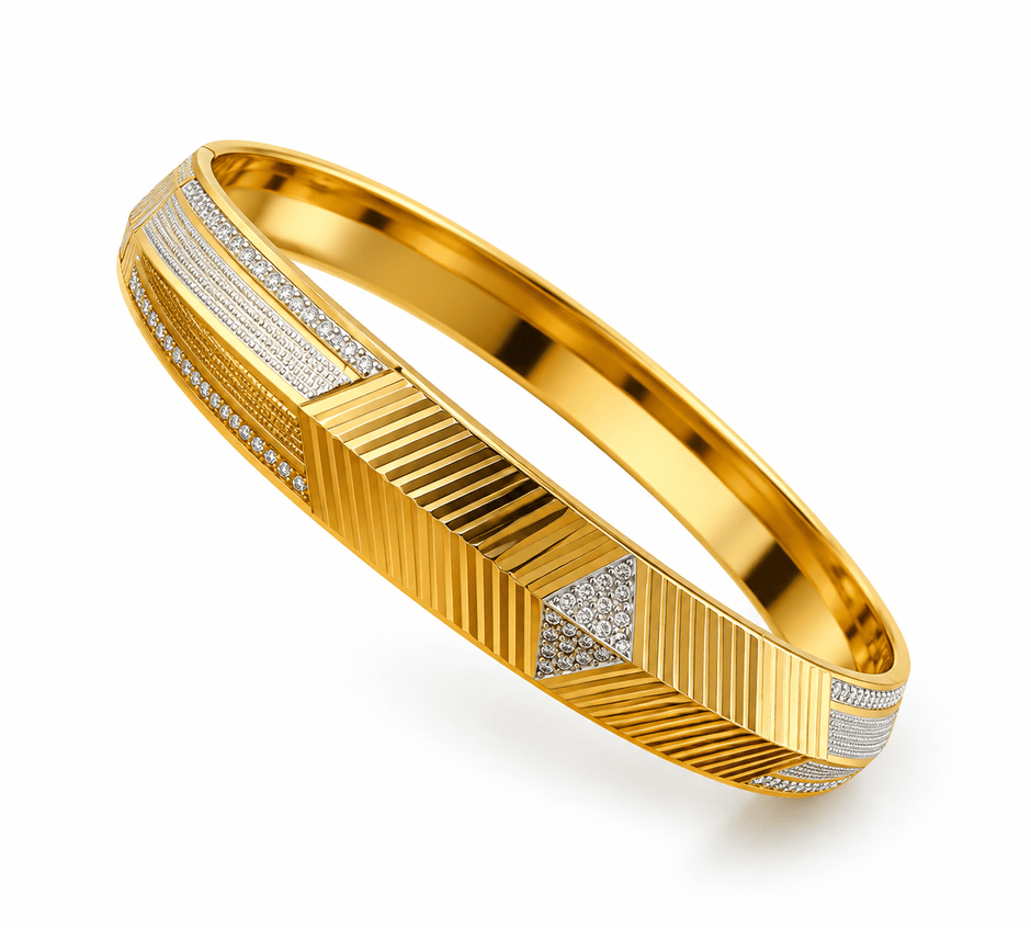 Bhavmayi Gold & Silver Geometric Men's Kada - bhavmayi