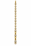 Golden bracelet with alternating oval and square clear sparkling accents and geometric link detailing