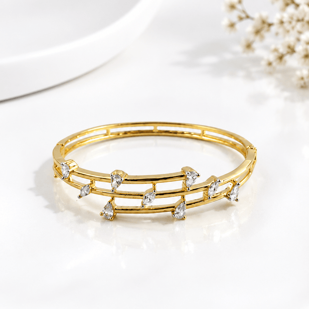 Bhavmayi Gold-Tone Crystal Vine Designer Bangle - bhavmayi
