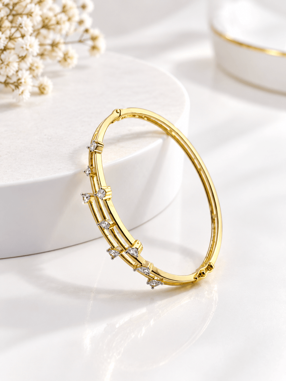 Bhavmayi Gold-Tone Crystal Vine Designer Bangle - bhavmayi