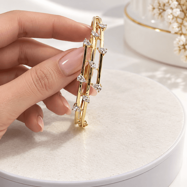 Bhavmayi Gold-Tone Crystal Vine Designer Bangle - bhavmayi