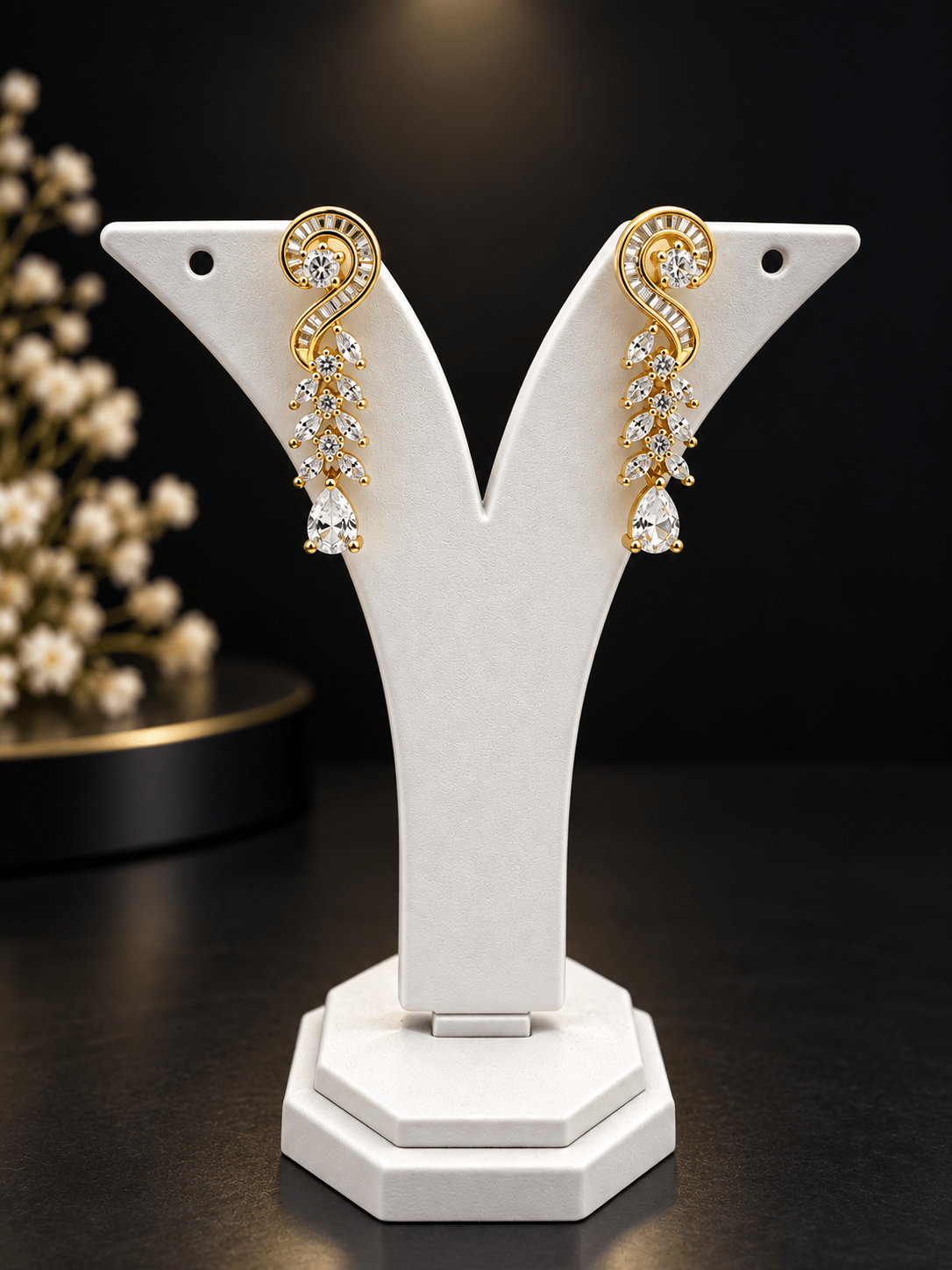 Bhavmayi Gold-Tone CZ Crystal Necklace & Earrings Set - bhavmayi