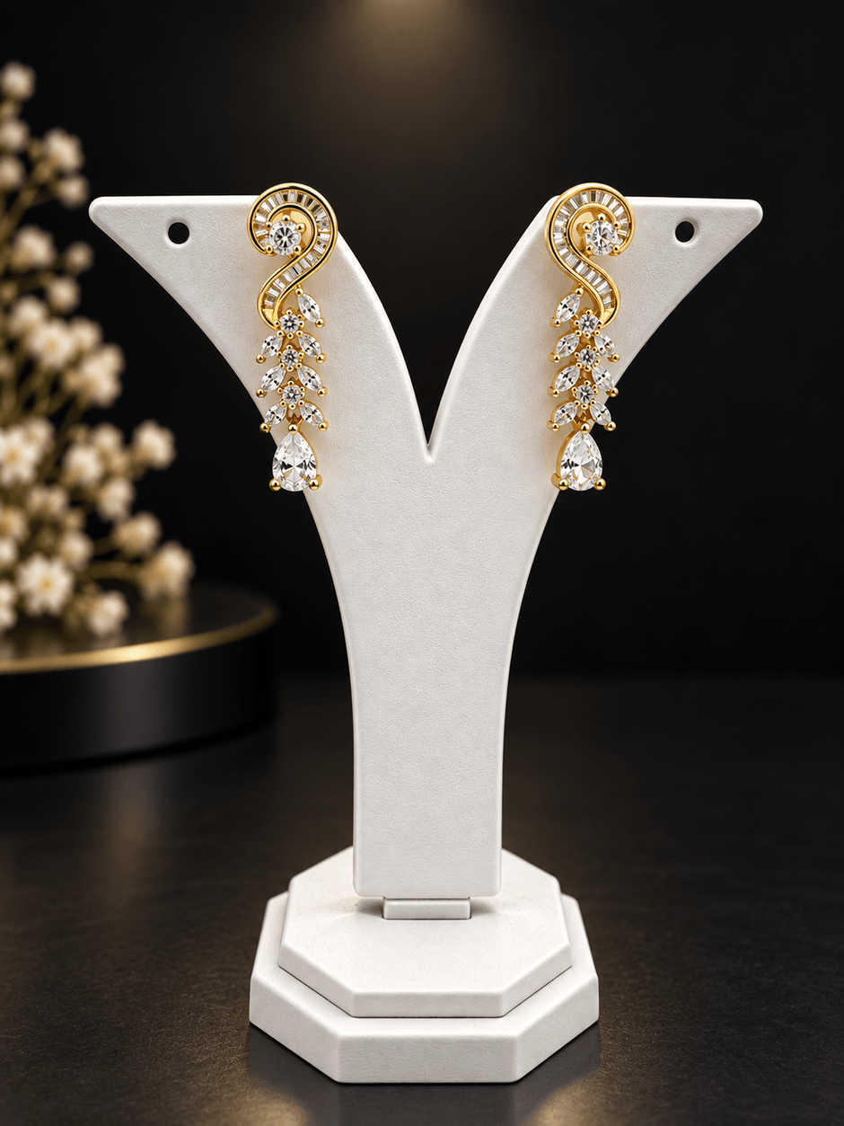 Bhavmayi Gold-Tone CZ Crystal Necklace & Earrings Set - bhavmayi