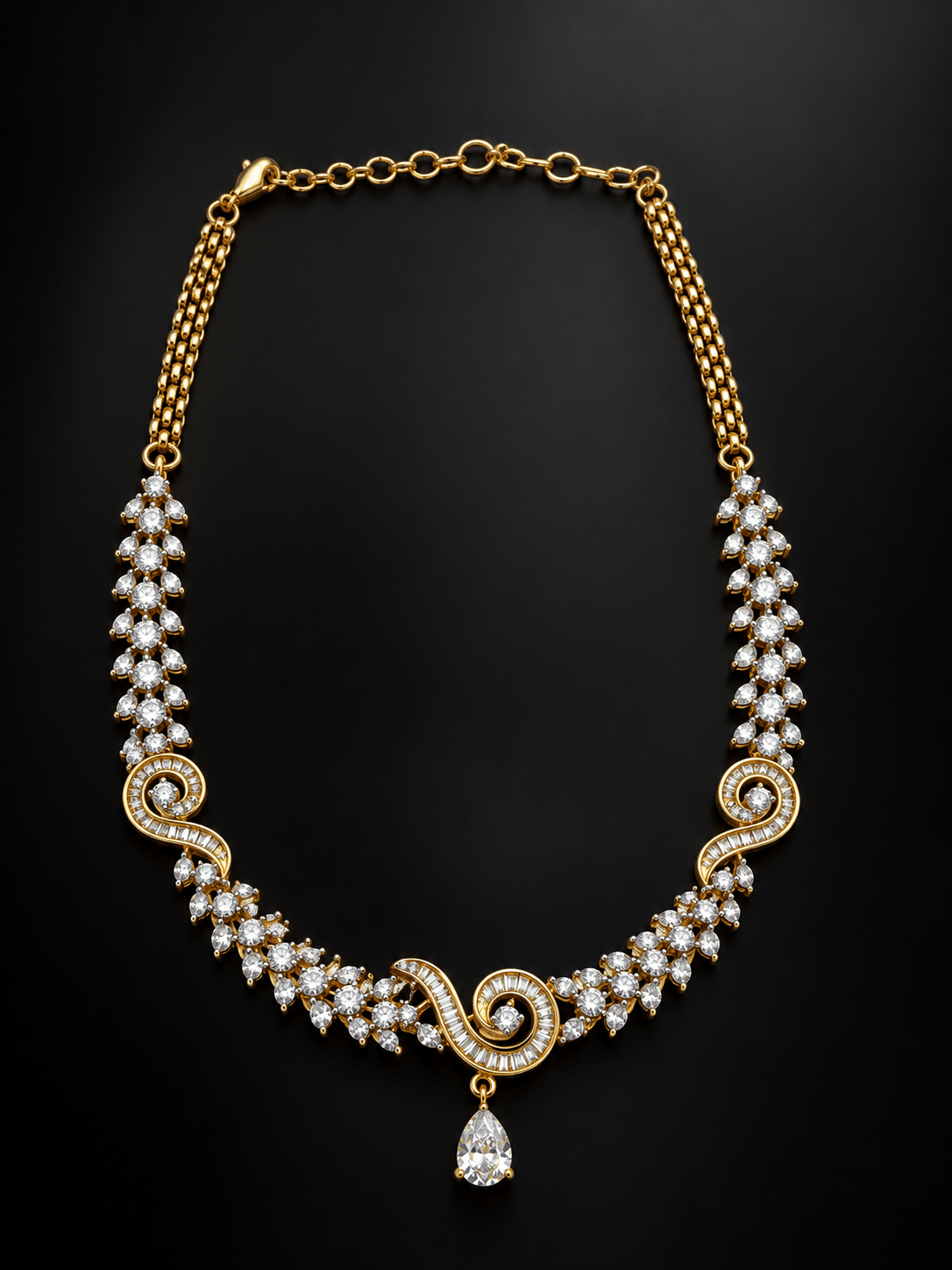 Bhavmayi Gold-Tone CZ Crystal Necklace & Earrings Set - bhavmayi