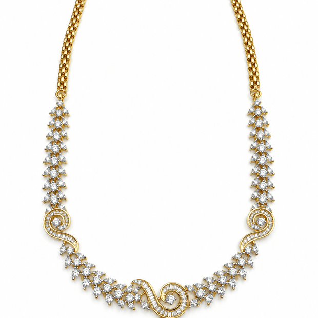 Bhavmayi Gold-Tone CZ Crystal Necklace & Earrings Set - bhavmayi