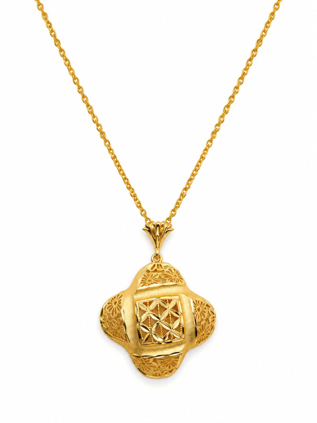 Bhavmayi Gold-Tone Floral Geometric Necklace & Earring Set - bhavmayi