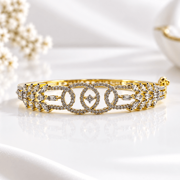 Bhavmayi Gold-Tone Floral Link Designer Bangle - bhavmayi