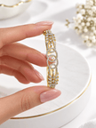 Bhavmayi Gold-Tone Floral Link Designer Bangle - bhavmayi