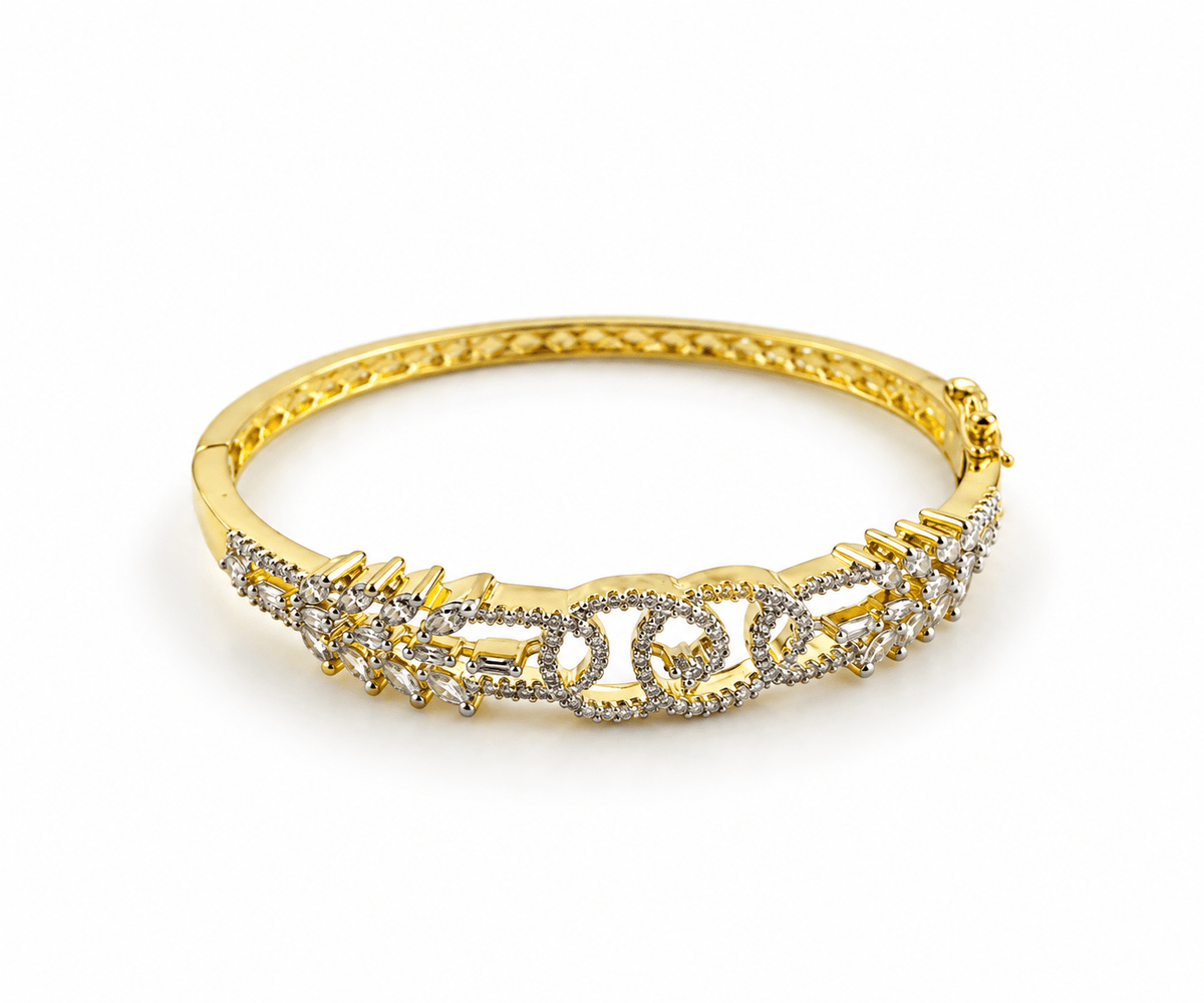 Bhavmayi Gold-Tone Floral Link Designer Bangle - bhavmayi