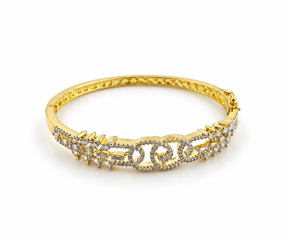 Bhavmayi Gold-Tone Floral Link Designer Bangle - bhavmayi
